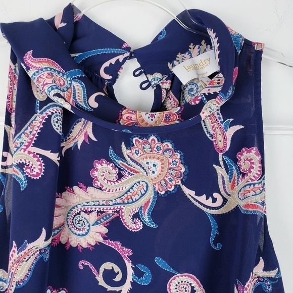 LAUNDRY - Sleeveless Top Pink and Blue Paisley… - Picture 2 of 8